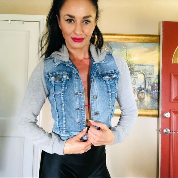 Chiqle Denim Architect denim sweatshirt jacket - Picture 1 of 7